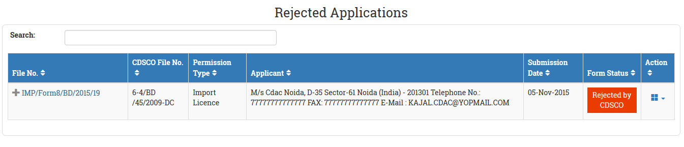 Application Rejection Window Corporate User Manual
